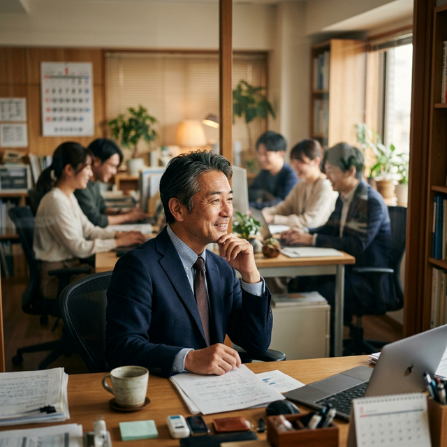 社員の健康について語り合う経営者と従業員のイメージ